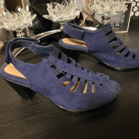 croft & barrow Shoes - croft & barrow Navy Suede Cutout Slingback Heels